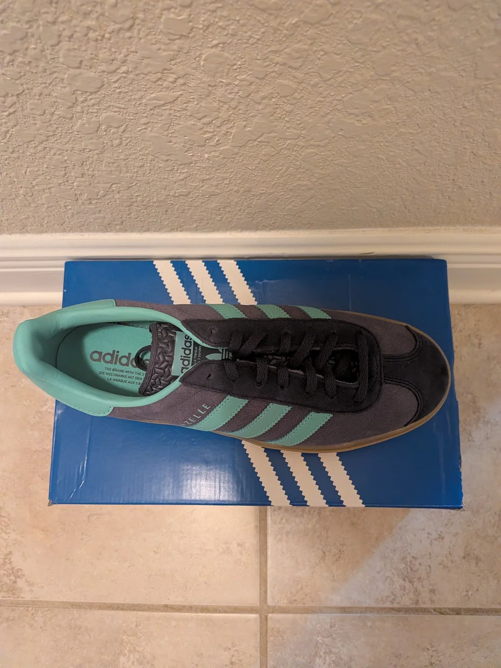 adidas Gazelle Women’s Grey and Teal Platform Sneakers